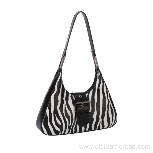 Stylish Leather Zebra Print Hobo Shoulder Bag